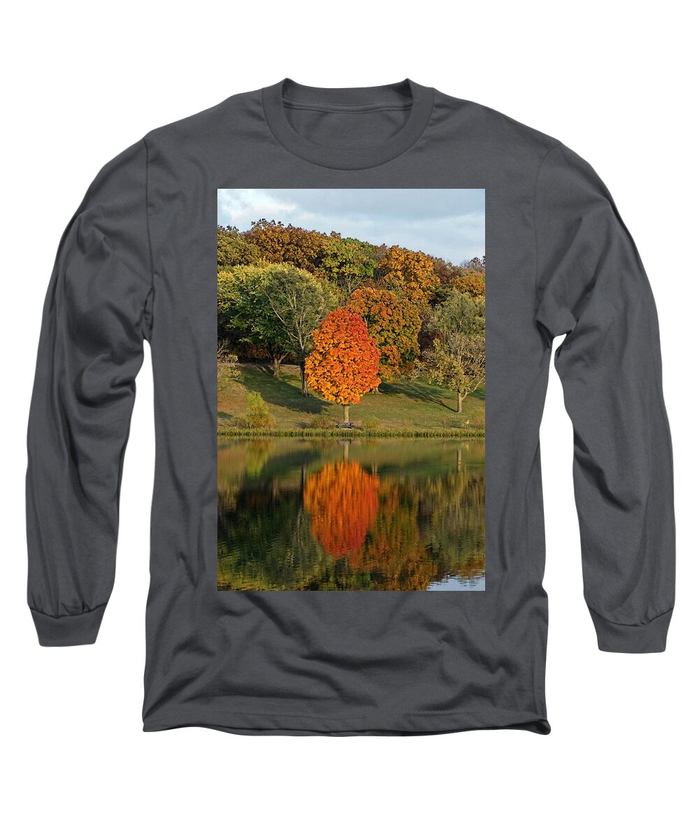 Fall Colors Long Sleeve T-Shirt featuring the photograph Fall Colors Reflection by Alan Hutchins