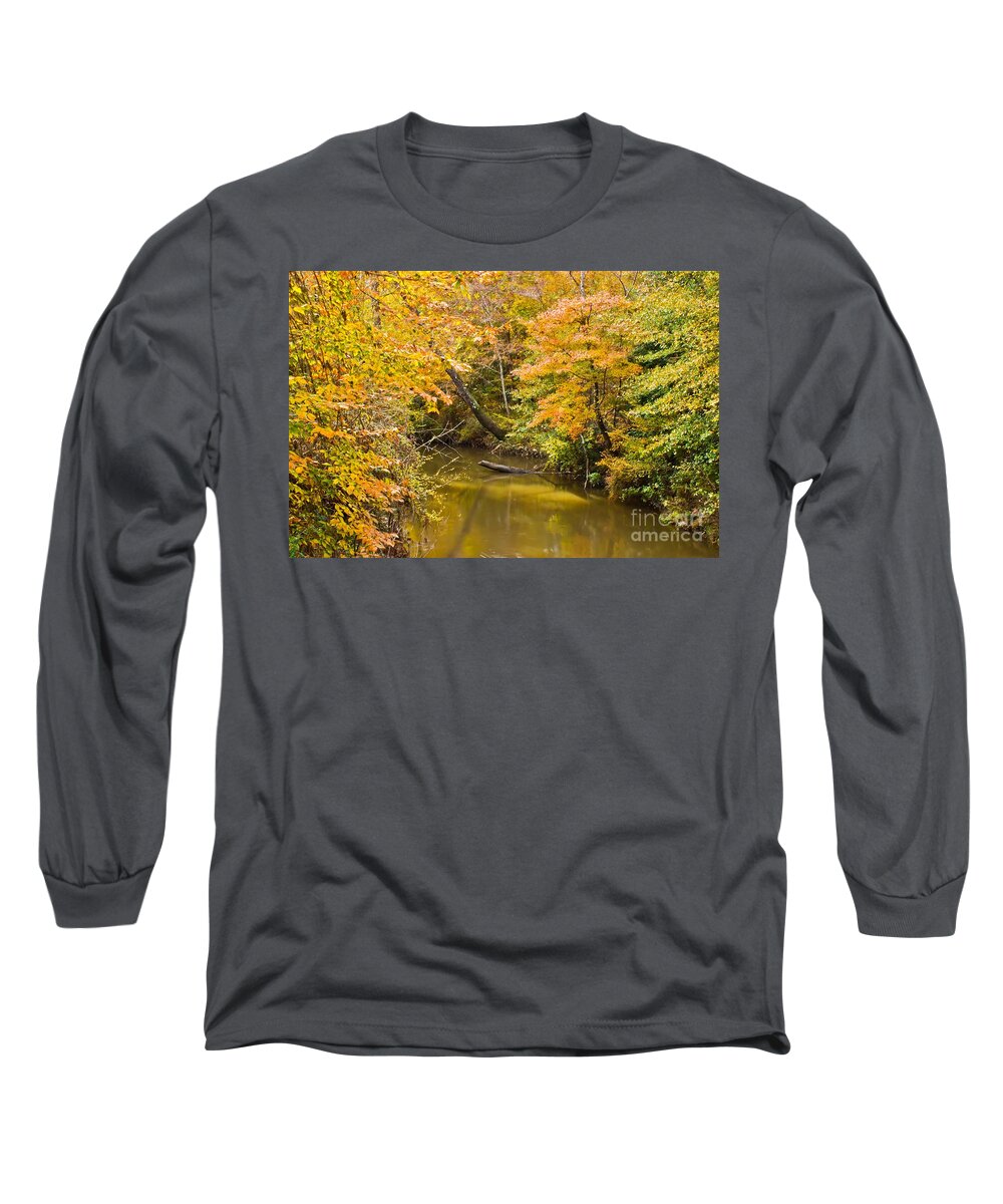Michael Tidwell Photography Long Sleeve T-Shirt featuring the photograph Fall Creek Foliage by Michael Tidwell