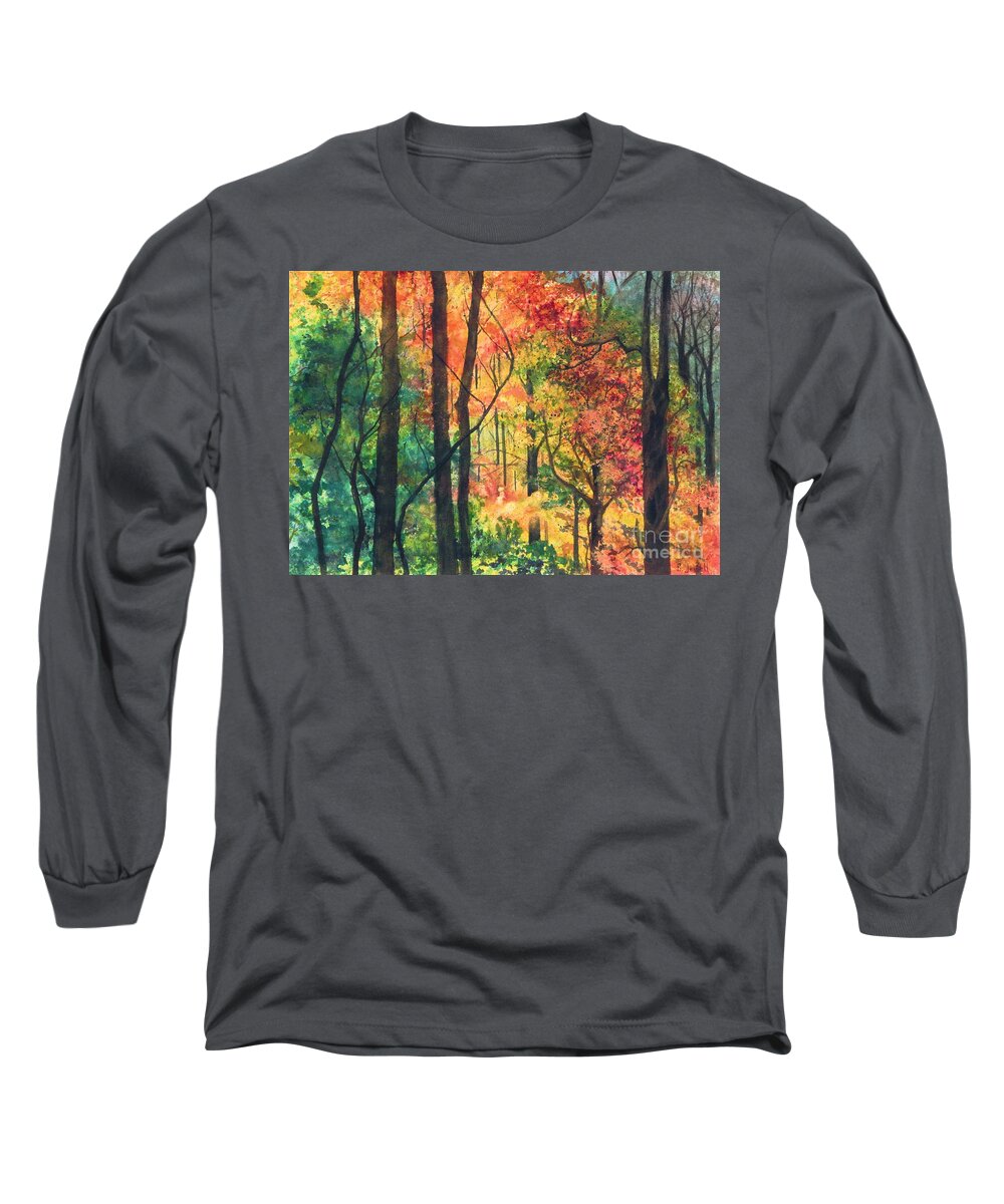Watercolor Trees Long Sleeve T-Shirt featuring the painting Fall Foliage by Barbara Jewell