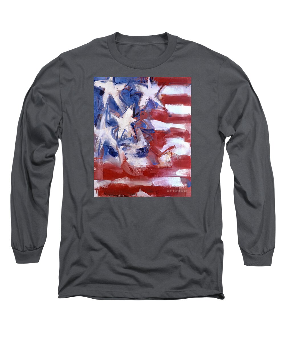 Abstraction Long Sleeve T-Shirt featuring the painting Fear of the Neighbor by Ritchard Rodriguez