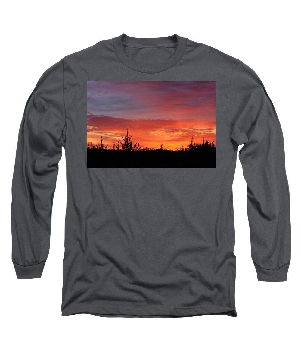 Landscape Long Sleeve T-Shirt featuring the photograph Fiery Sunset by Lynne McQueen