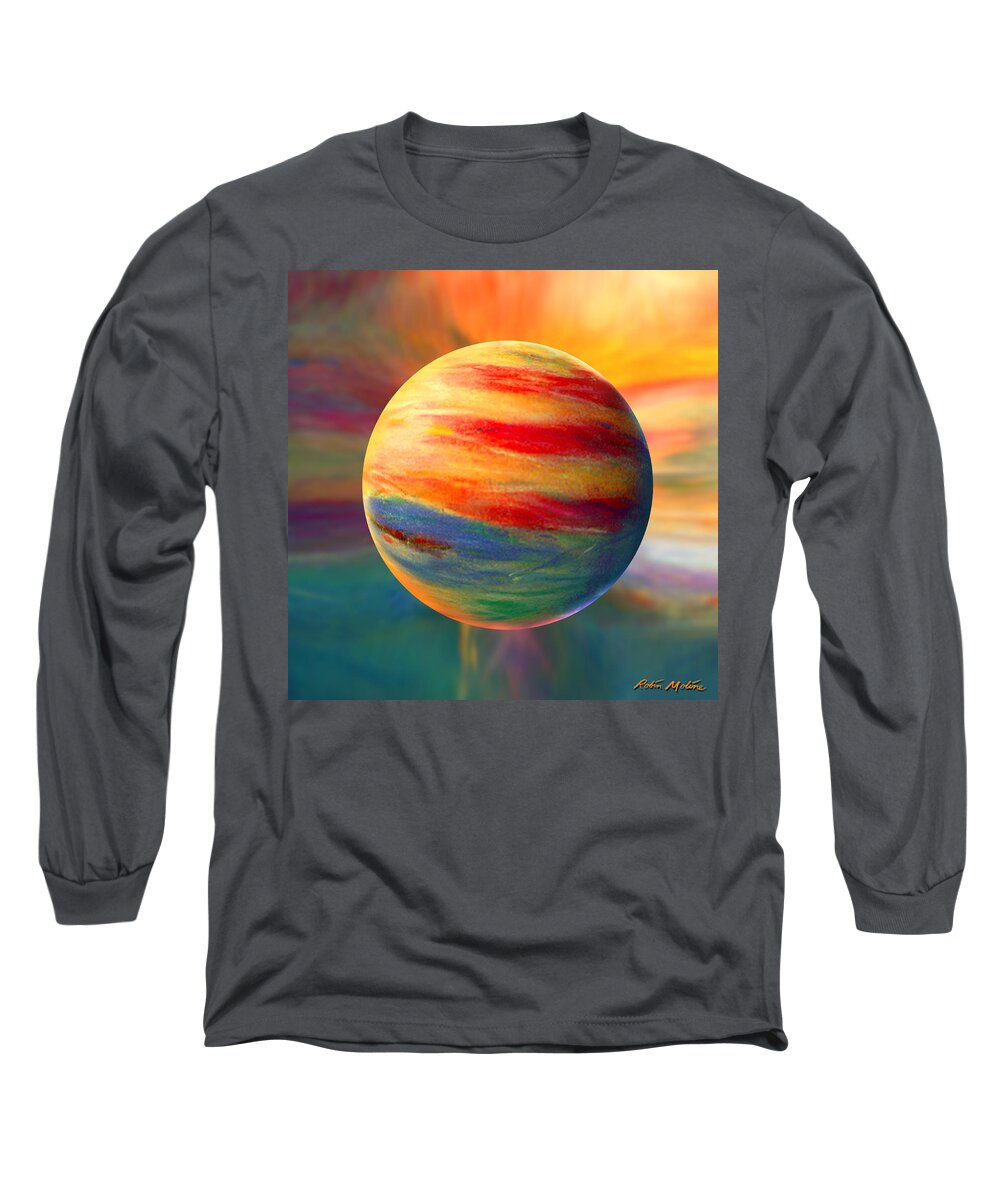 Fire Long Sleeve T-Shirt featuring the painting Fire and Ice Ball by Robin Moline