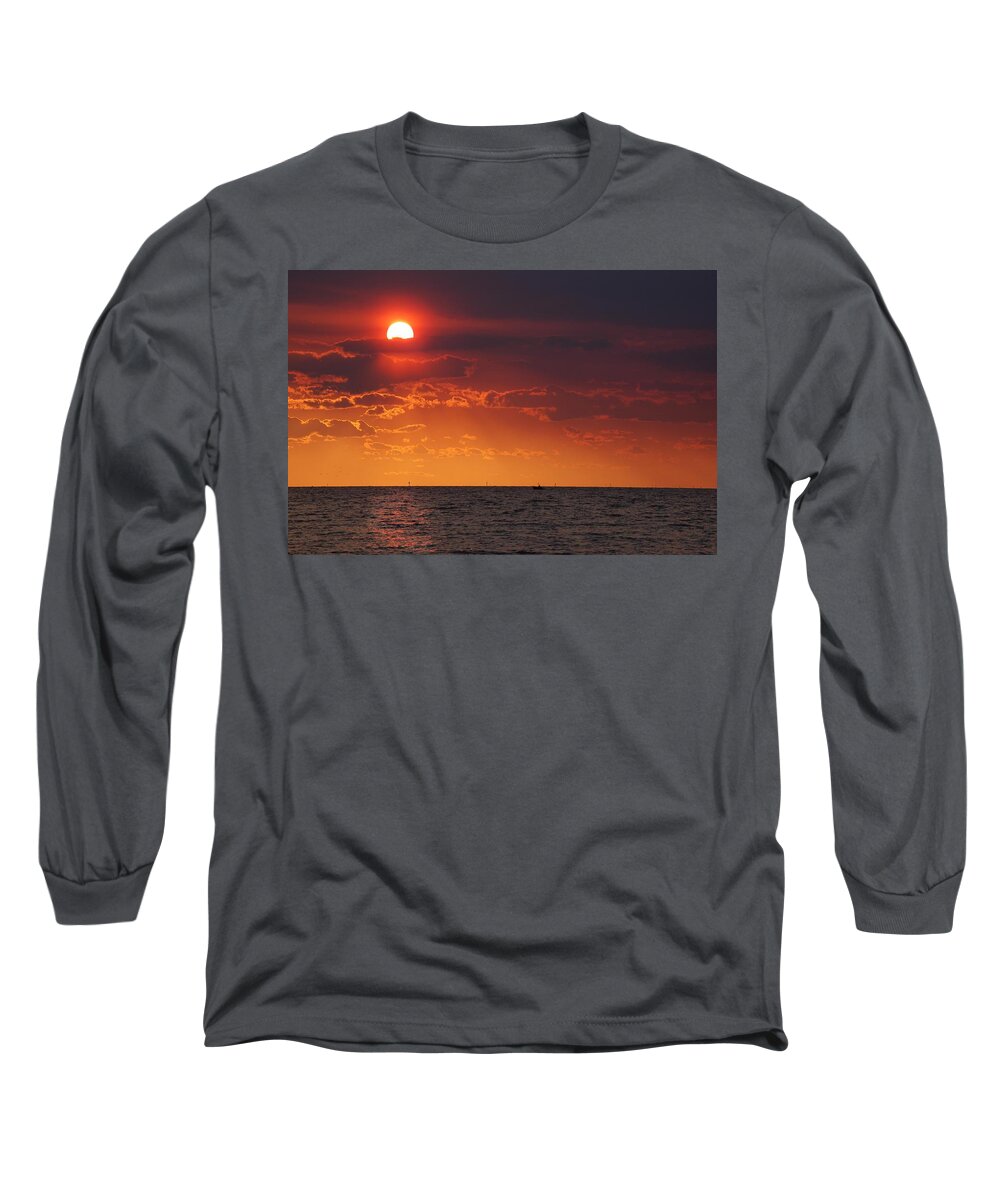 Alabama Long Sleeve T-Shirt featuring the digital art Fishing till the sun goes down by Michael Thomas