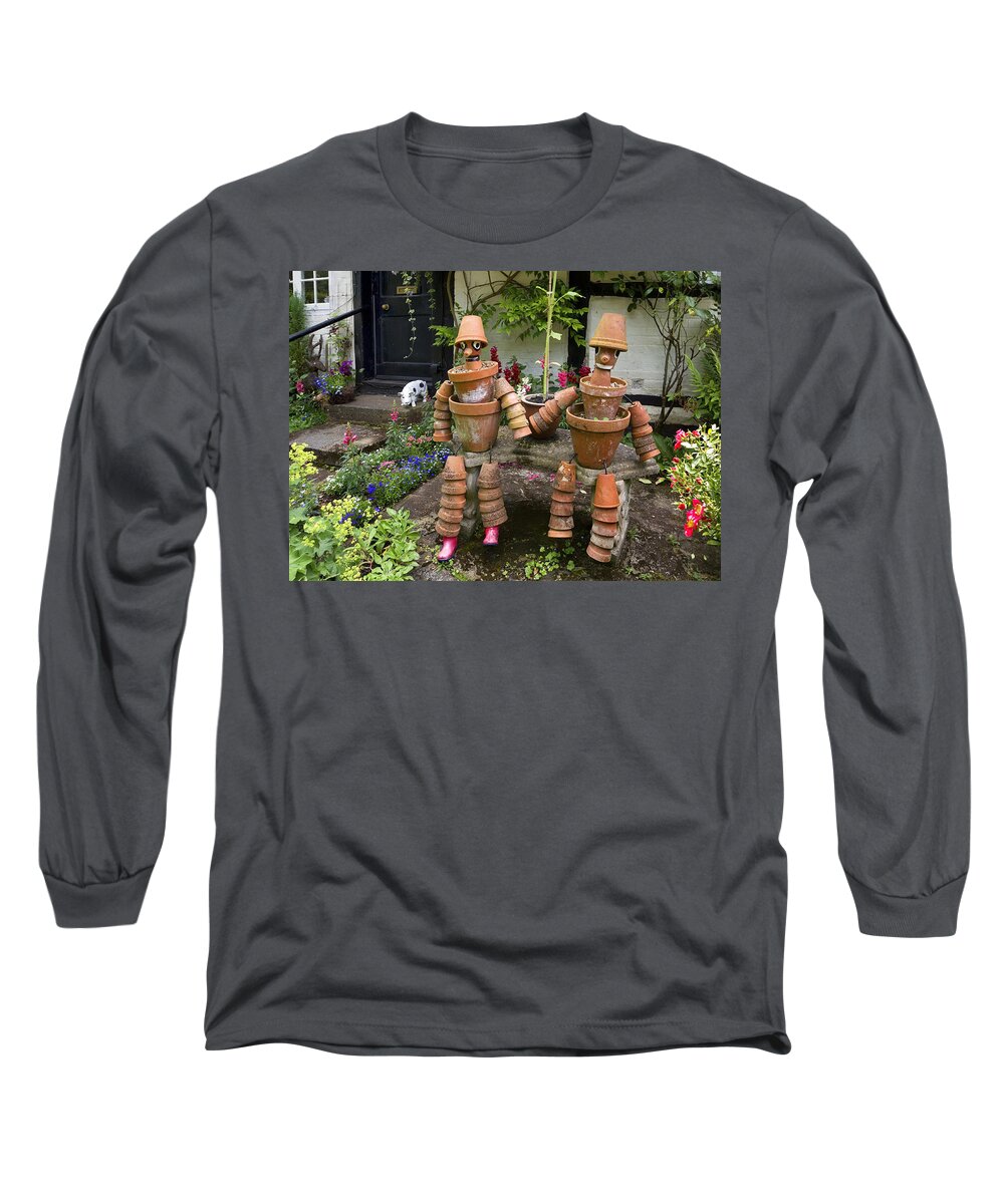 Terra Cotta Long Sleeve T-Shirt featuring the photograph Flower Pot People by Shirley Mitchell