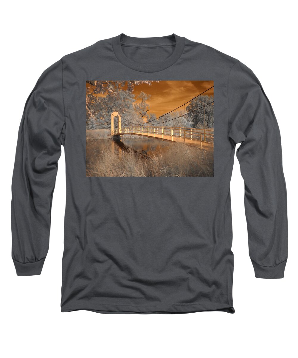 Forest Park Long Sleeve T-Shirt featuring the photograph Forest Park Bridge Infrared by Jane Linders