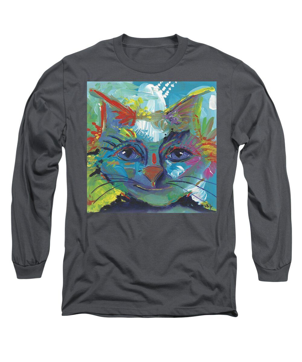 Cat Long Sleeve T-Shirt featuring the painting Francis by Deb Harvey