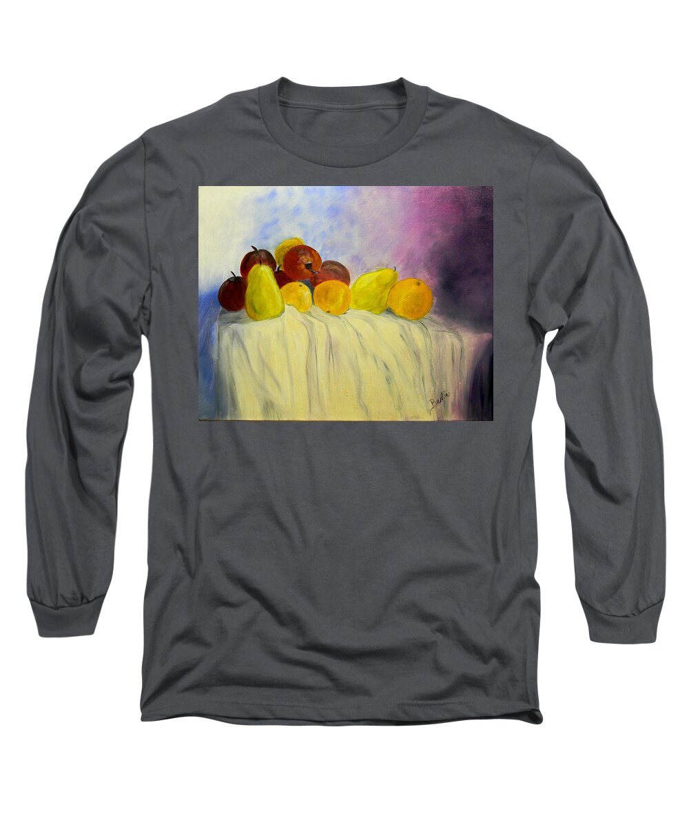 Fruit Long Sleeve T-Shirt featuring the painting Fruit by Bertie Edwards