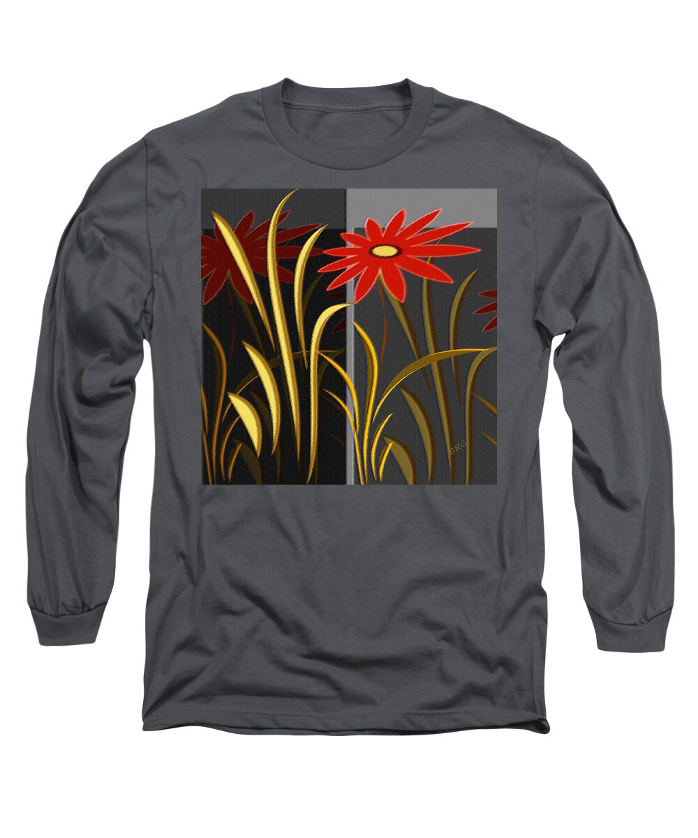 Floral Abstract Long Sleeve T-Shirt featuring the digital art Garden by Ben and Raisa Gertsberg
