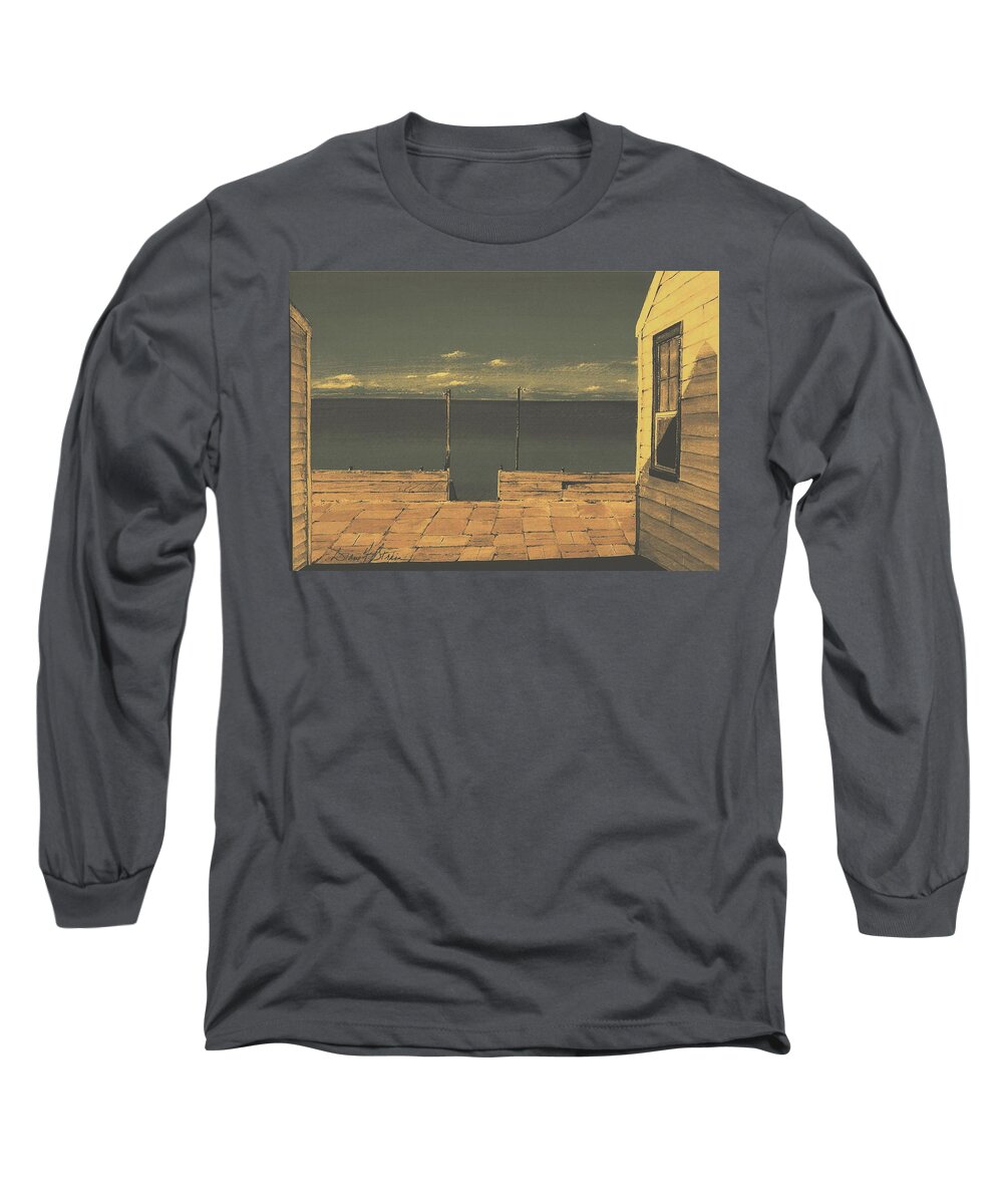 Stairs Long Sleeve T-Shirt featuring the painting Gateway to the Sea by Diane Strain