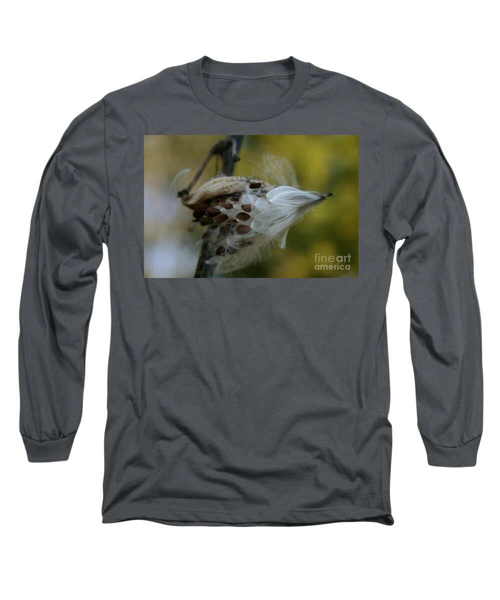 Milkweed Pod Long Sleeve T-Shirt featuring the photograph Getting Ready for Flight No.3 by Neal Eslinger