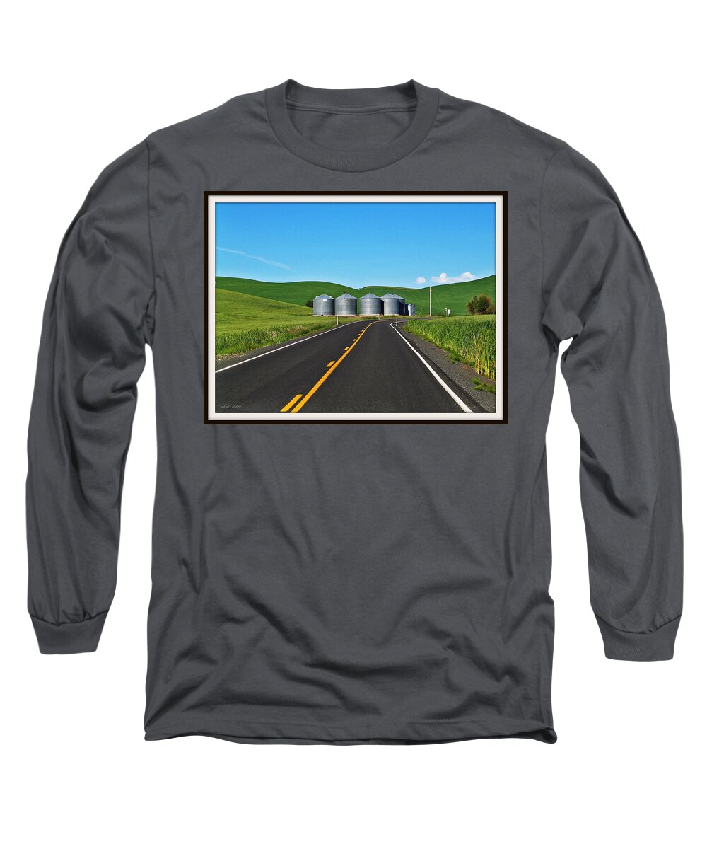 Palouse Long Sleeve T-Shirt featuring the photograph Grain Bins by Farol Tomson