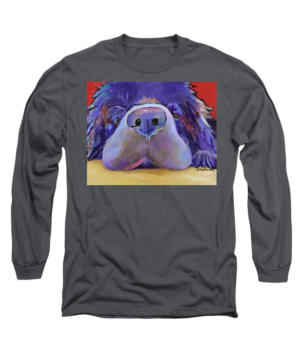 Pat Saunders-white Canvas Prints Long Sleeve T-Shirt featuring the painting Graysea by Pat Saunders-White