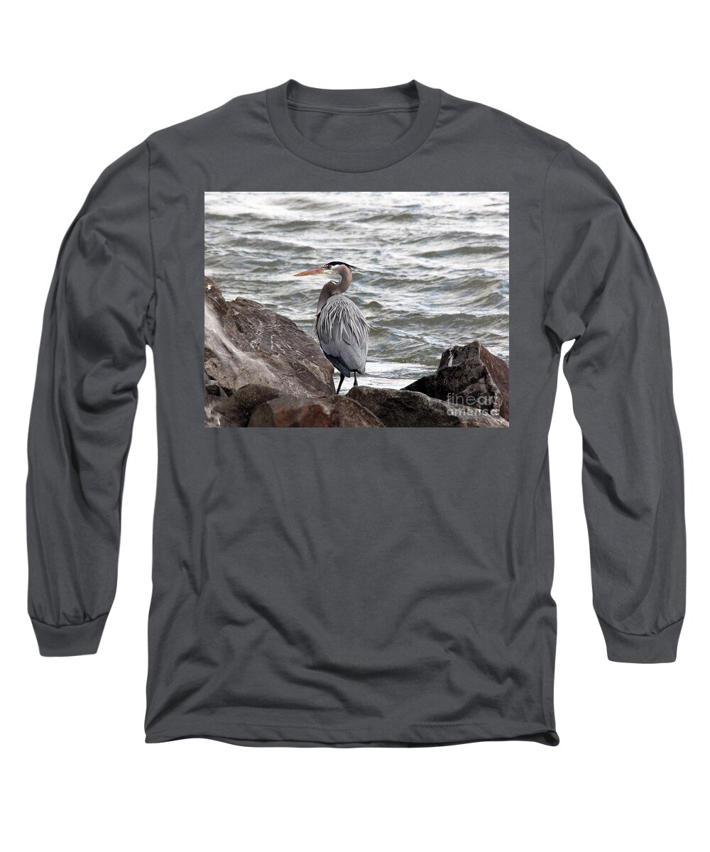 Great Blue Heron Long Sleeve T-Shirt featuring the photograph Great Blue Heron by Trina Ansel