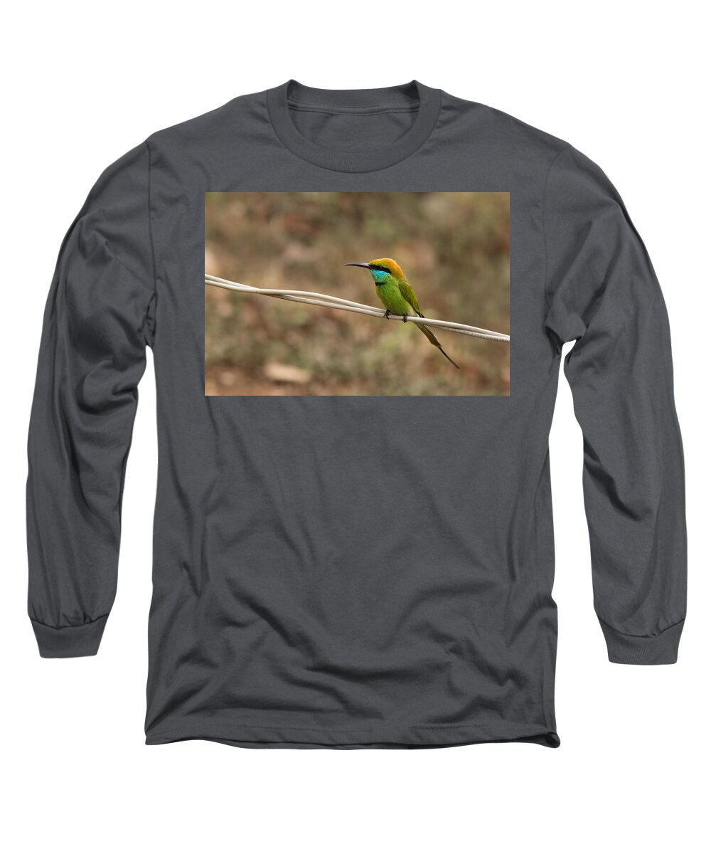 Green Bee-eater Long Sleeve T-Shirt featuring the photograph Green Bee-eater by SAURAVphoto Online Store