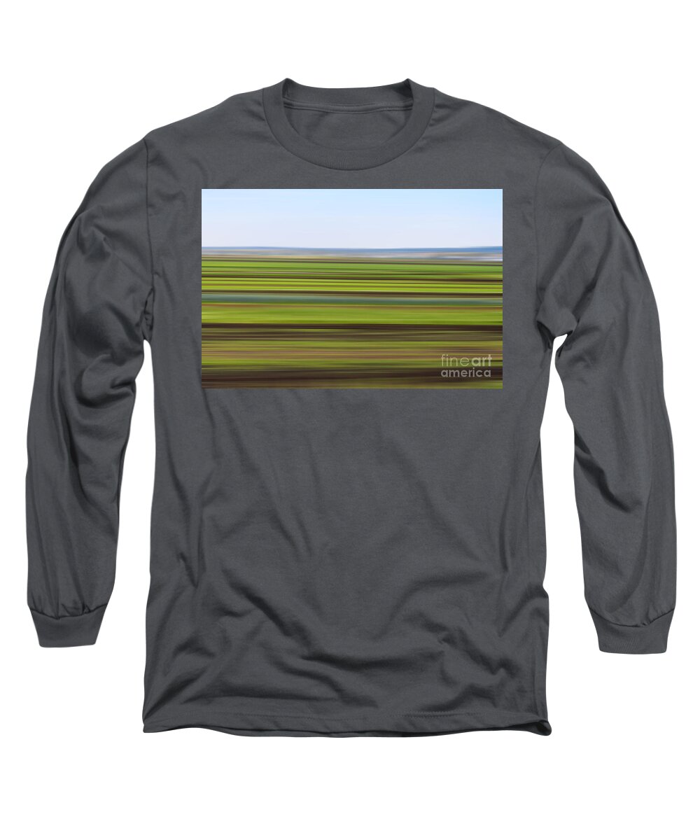 Farm Long Sleeve T-Shirt featuring the photograph Green Field Abstract by Les Palenik