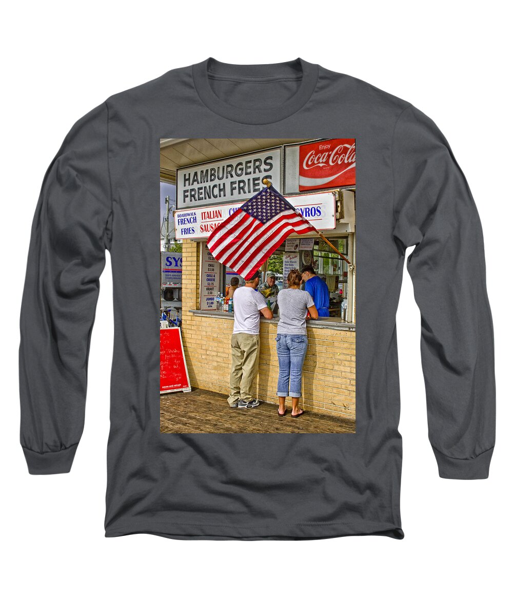 Boardwalk Long Sleeve T-Shirt featuring the photograph Hamburgers French Fries by Steve Ladner