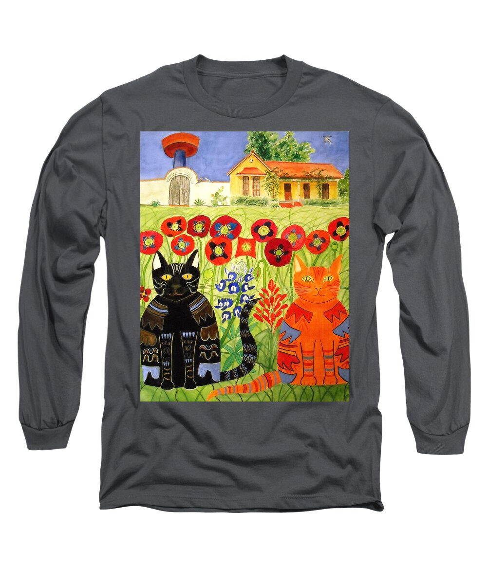 Cats Long Sleeve T-Shirt featuring the painting Happy Cats by Vera Smith