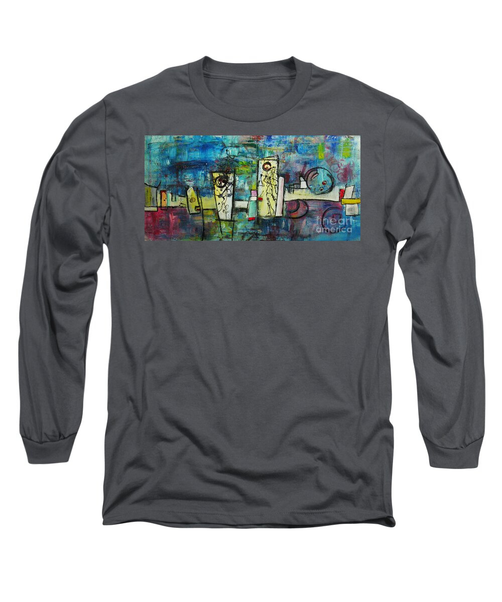 Abstract Long Sleeve T-Shirt featuring the painting Happy Time by Jeff Barrett