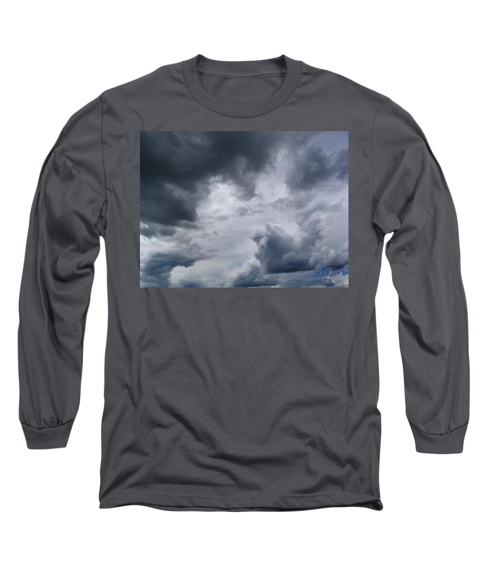 Clouds Long Sleeve T-Shirt featuring the photograph Heaven Looks Angry by Vivian Martin