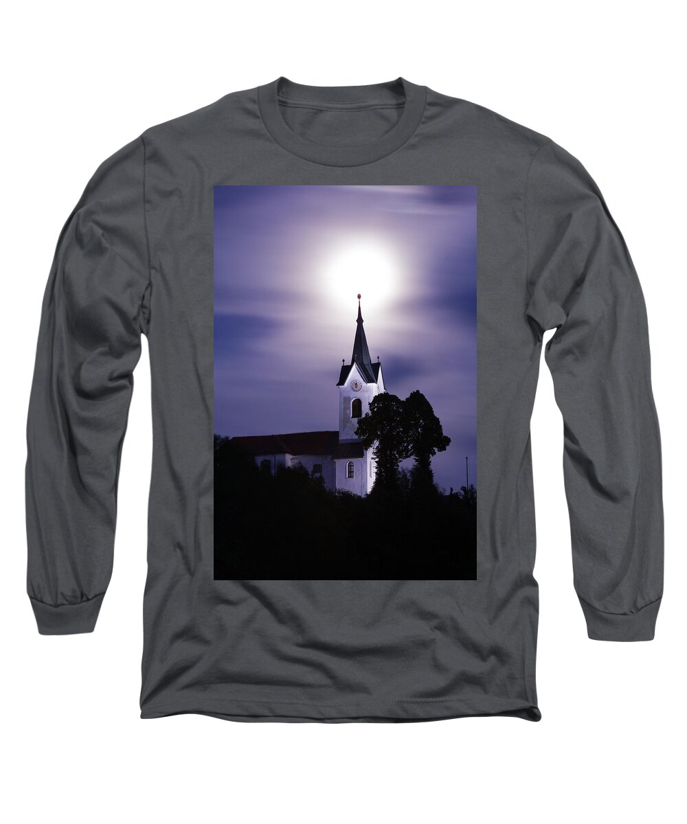 Supermoon Long Sleeve T-Shirt featuring the photograph Heavenly glow by Ian Middleton