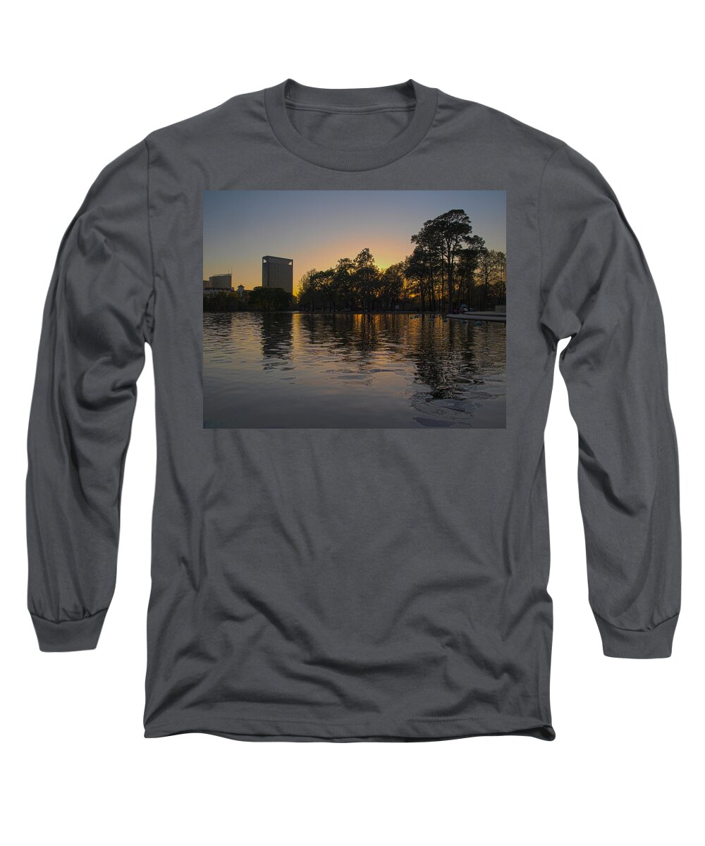Joshua House Photography Long Sleeve T-Shirt featuring the photograph Hermann Park Sunset One by Joshua House