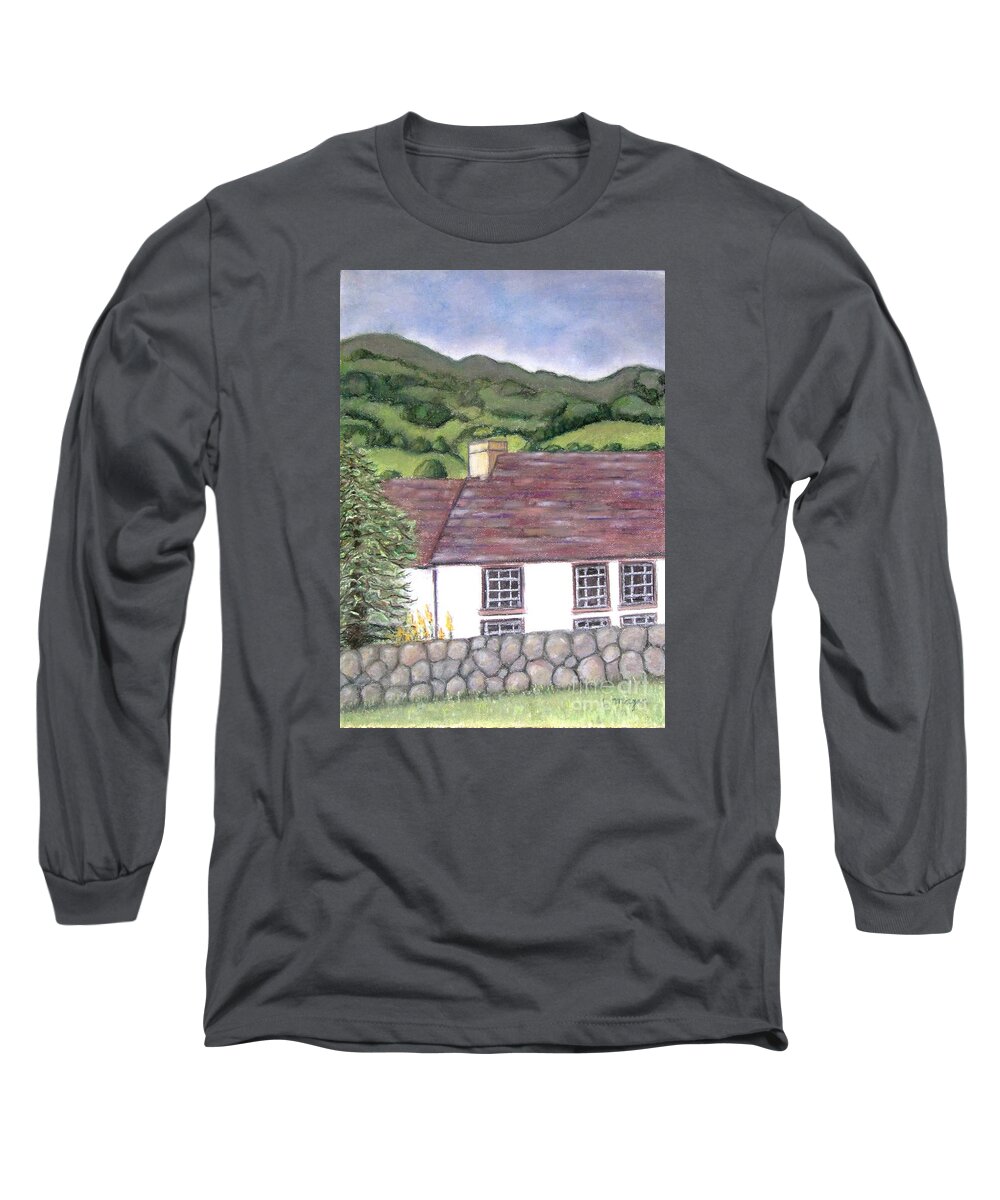 Scotland Long Sleeve T-Shirt featuring the pastel Highland Farmhouse by Laurie Morgan