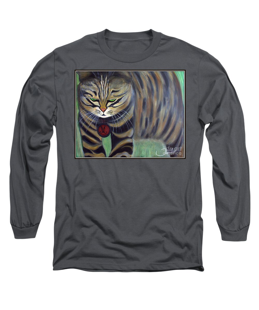 Cat Long Sleeve T-Shirt featuring the painting His Lordship Monty by Jolanta Anna Karolska