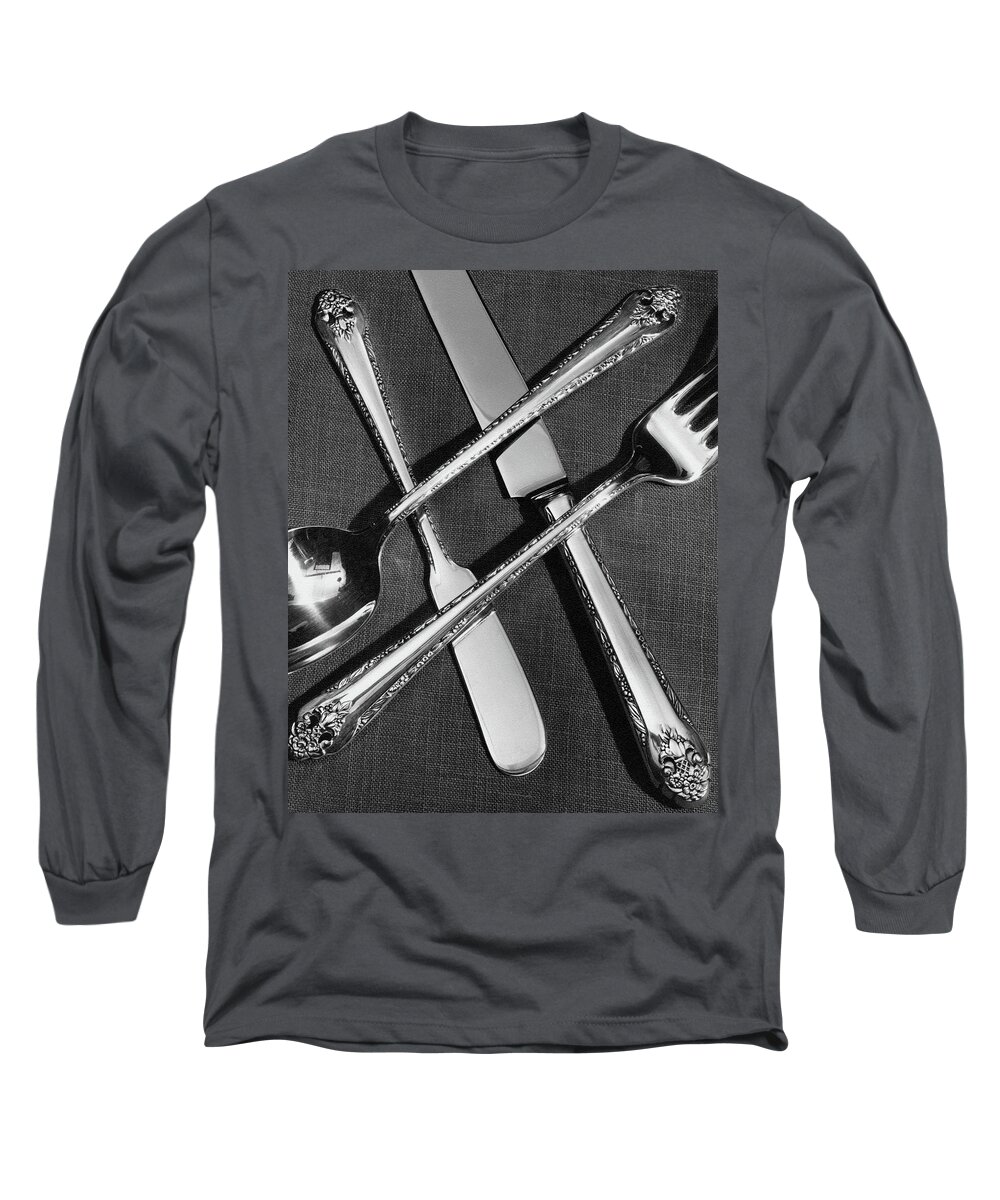 Utensils Long Sleeve T-Shirt featuring the photograph Holmes And Edwards Collection Silverware by Peter Nyholm