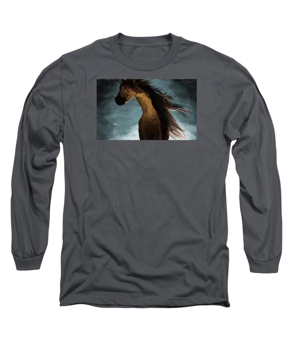 Horse Long Sleeve T-Shirt featuring the digital art Hypnotized by Kate Black
