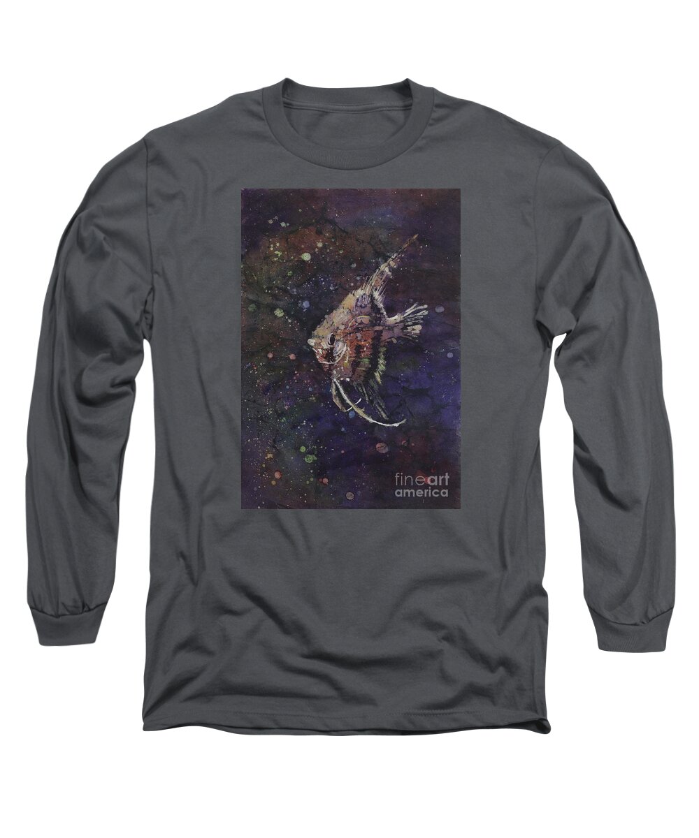 Angelfish Art Long Sleeve T-Shirt featuring the painting I Forgot Where Are We Going by Ryan Fox