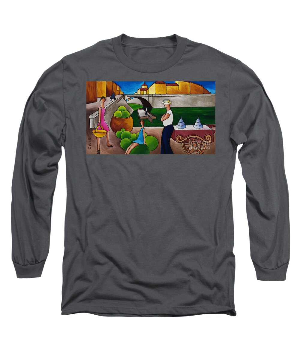 Ice Cream Seller Long Sleeve T-Shirt featuring the painting Ice Cream Seller by William Cain