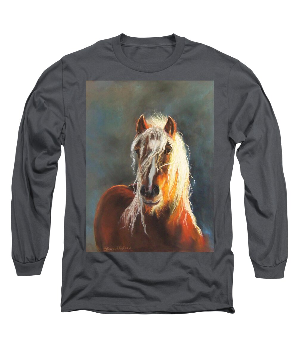 Hope Of Glory Gypsy Horse Long Sleeve T-Shirt featuring the pastel Ingalyl by Karen Kennedy Chatham