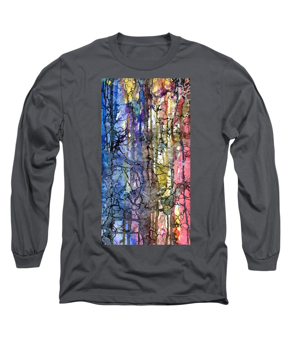 Ink Lines Long Sleeve T-Shirt featuring the painting Ink Lines by Rebecca Davis