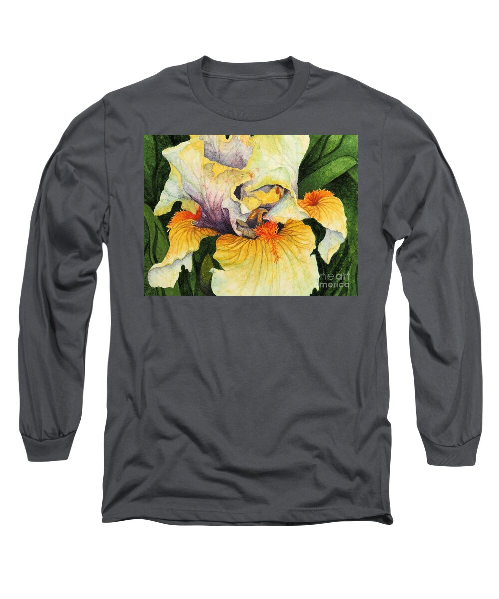 Iris Long Sleeve T-Shirt featuring the painting Inner Beauty by Barbara Jewell
