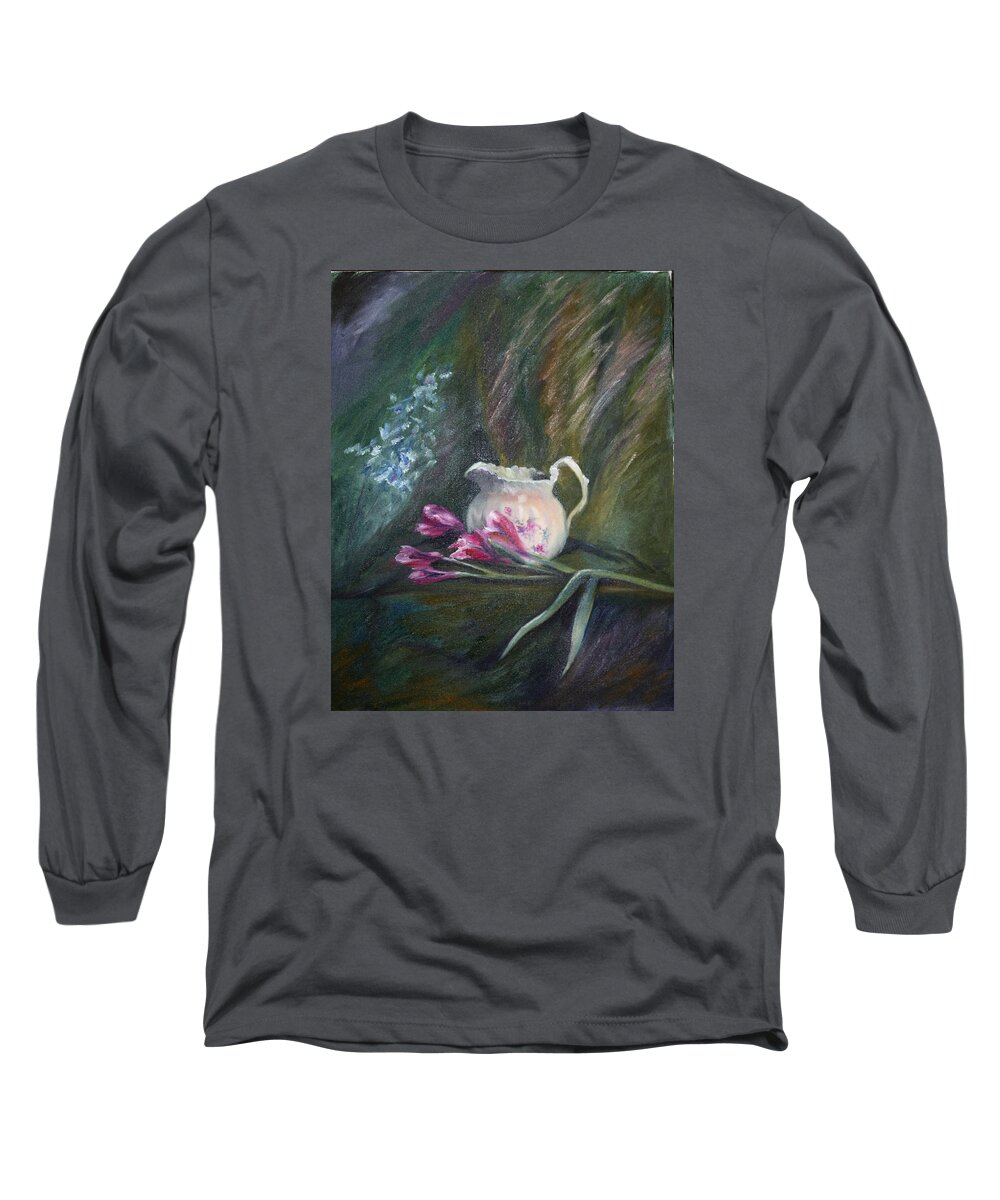 Floral Long Sleeve T-Shirt featuring the painting Inside or Outside by Mary Beglau Wykes