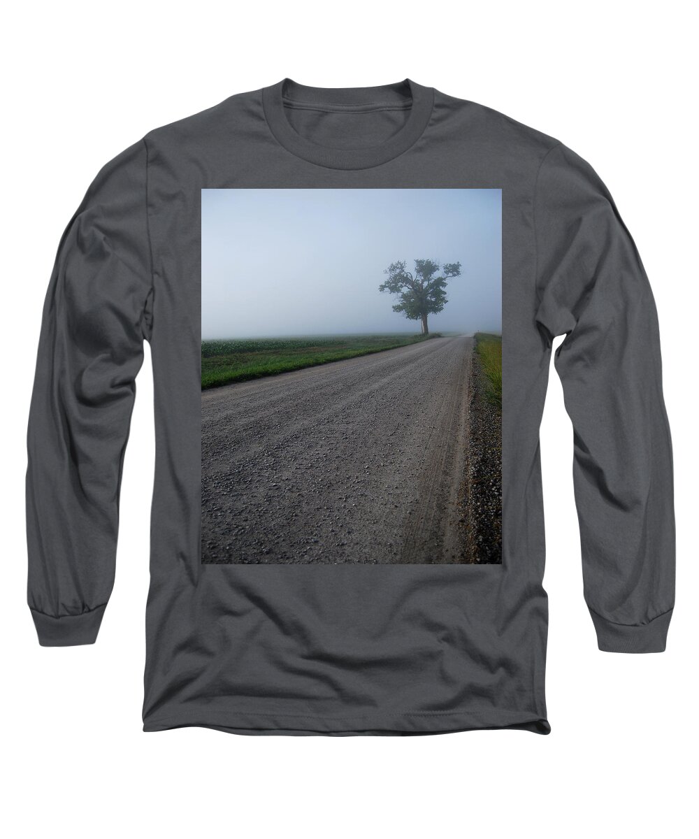 Road Long Sleeve T-Shirt featuring the photograph Into the Fog by Pamela Peters