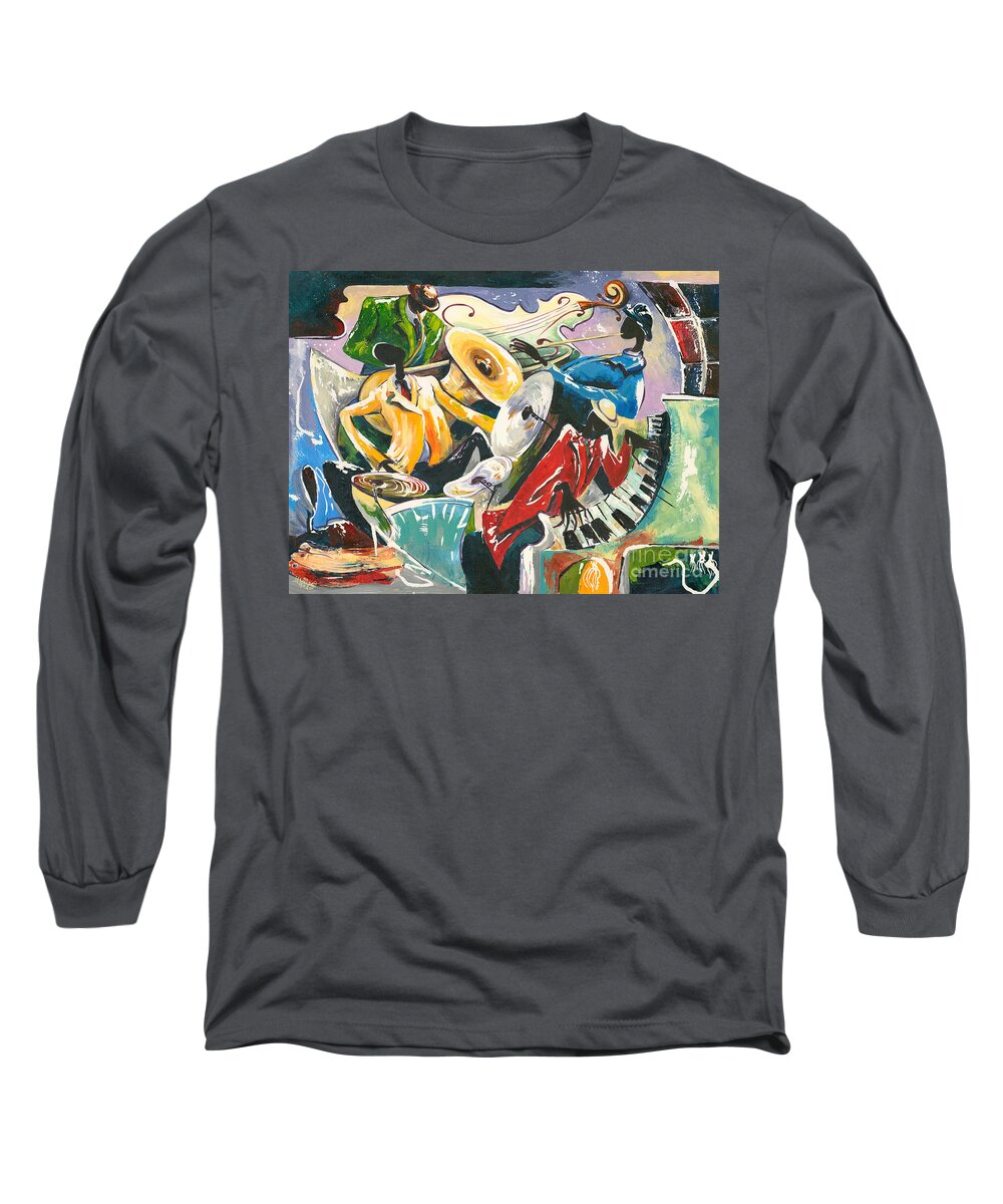 Canvas Prints Long Sleeve T-Shirt featuring the painting Jazz No. 3 by Elisabeta Hermann