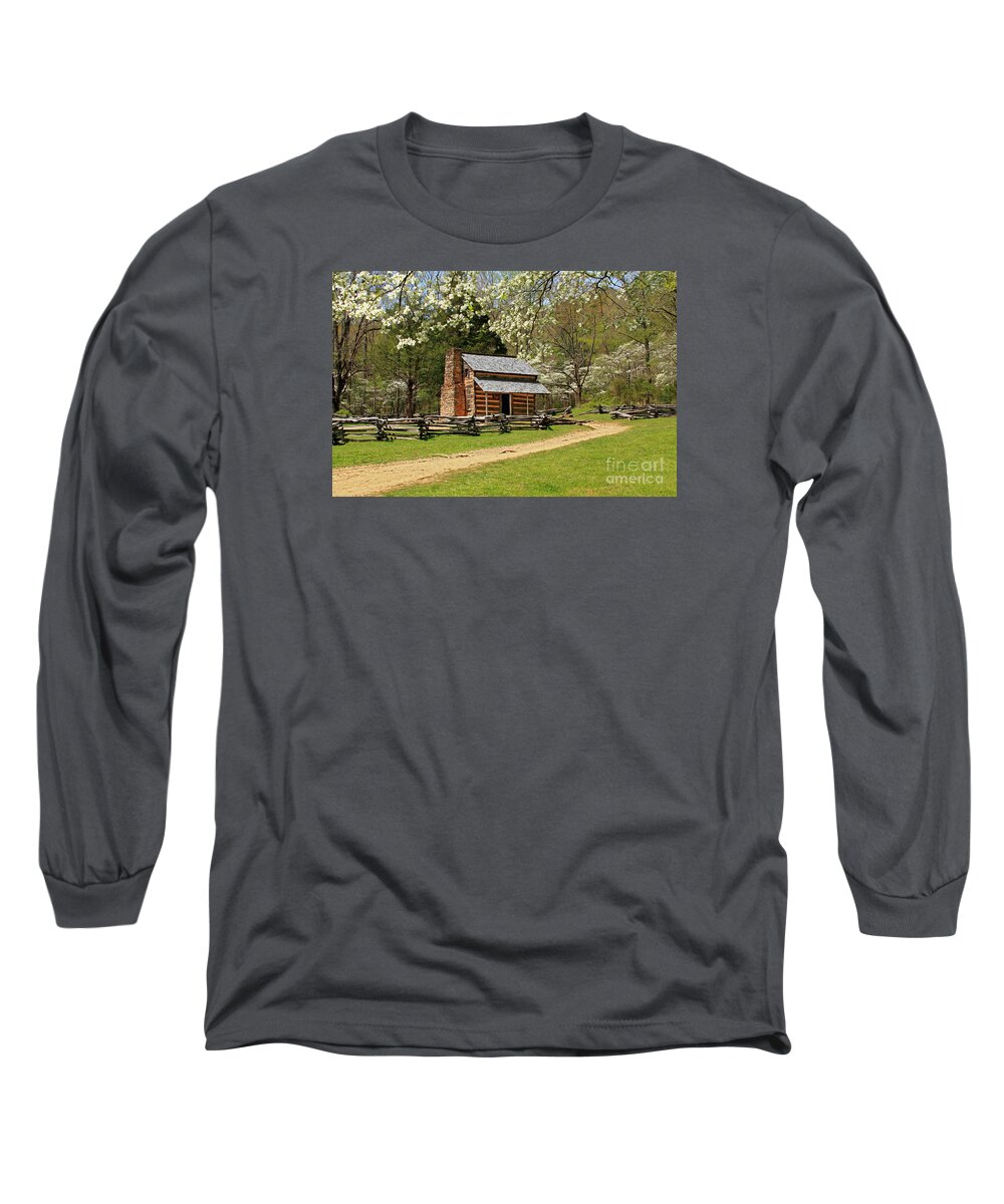 Cabin Long Sleeve T-Shirt featuring the photograph John Oliver's Cabin by Geraldine DeBoer