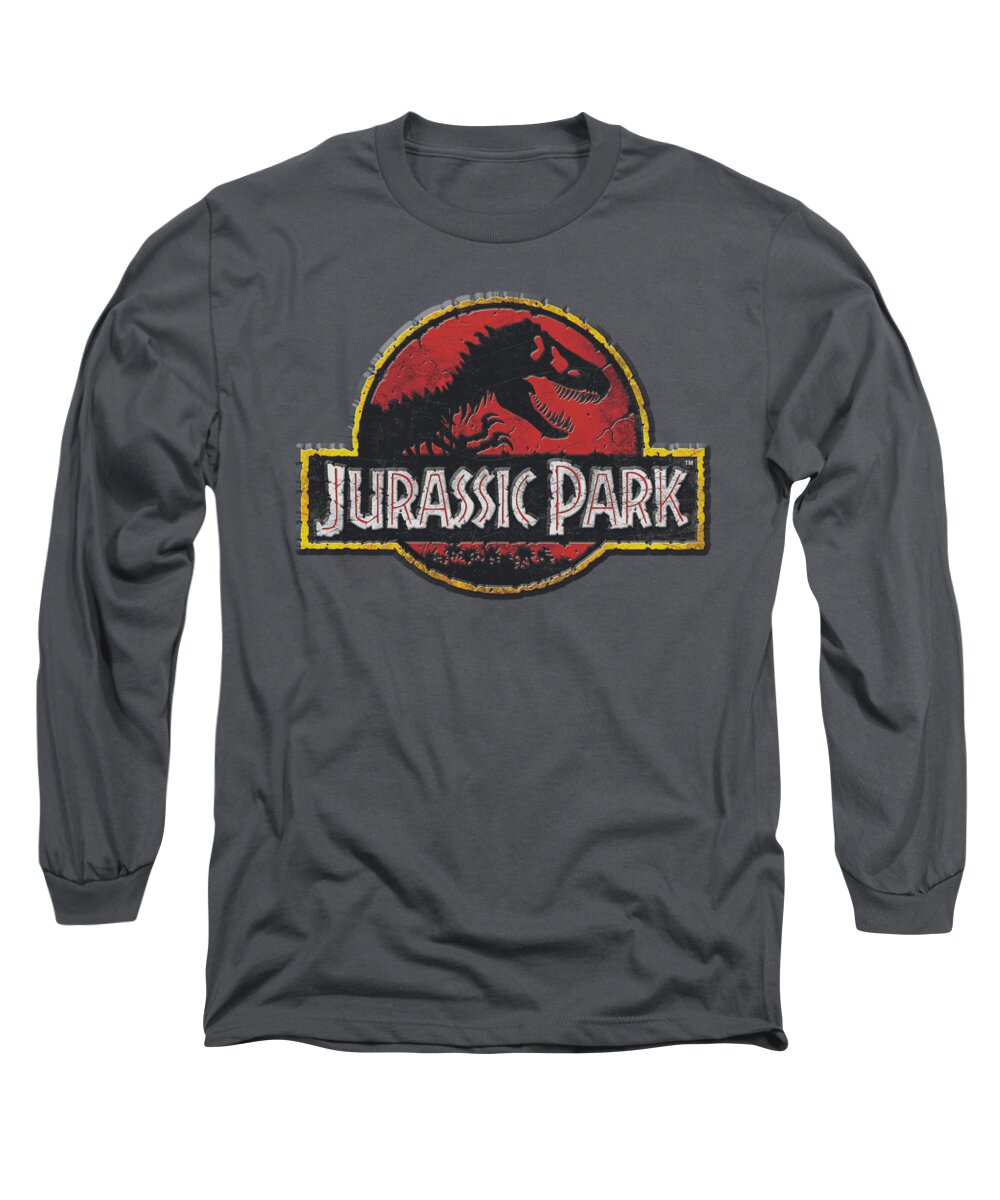 Celebrity Long Sleeve T-Shirt featuring the digital art Jurassic Park - Stone Logo by Brand A