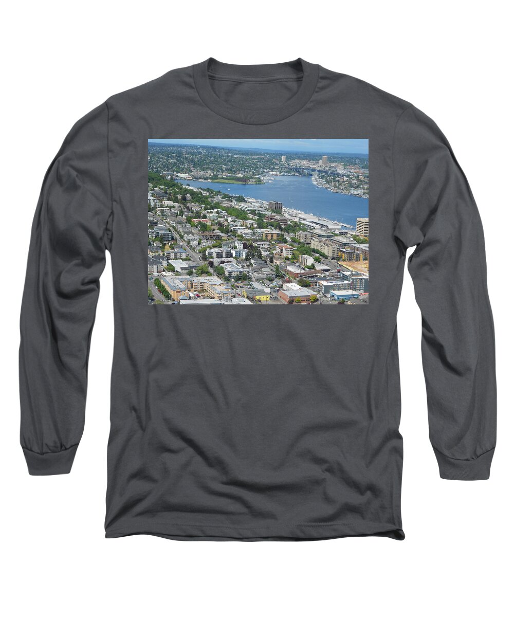 Seattle Long Sleeve T-Shirt featuring the photograph Lake Union Panorama by David Trotter