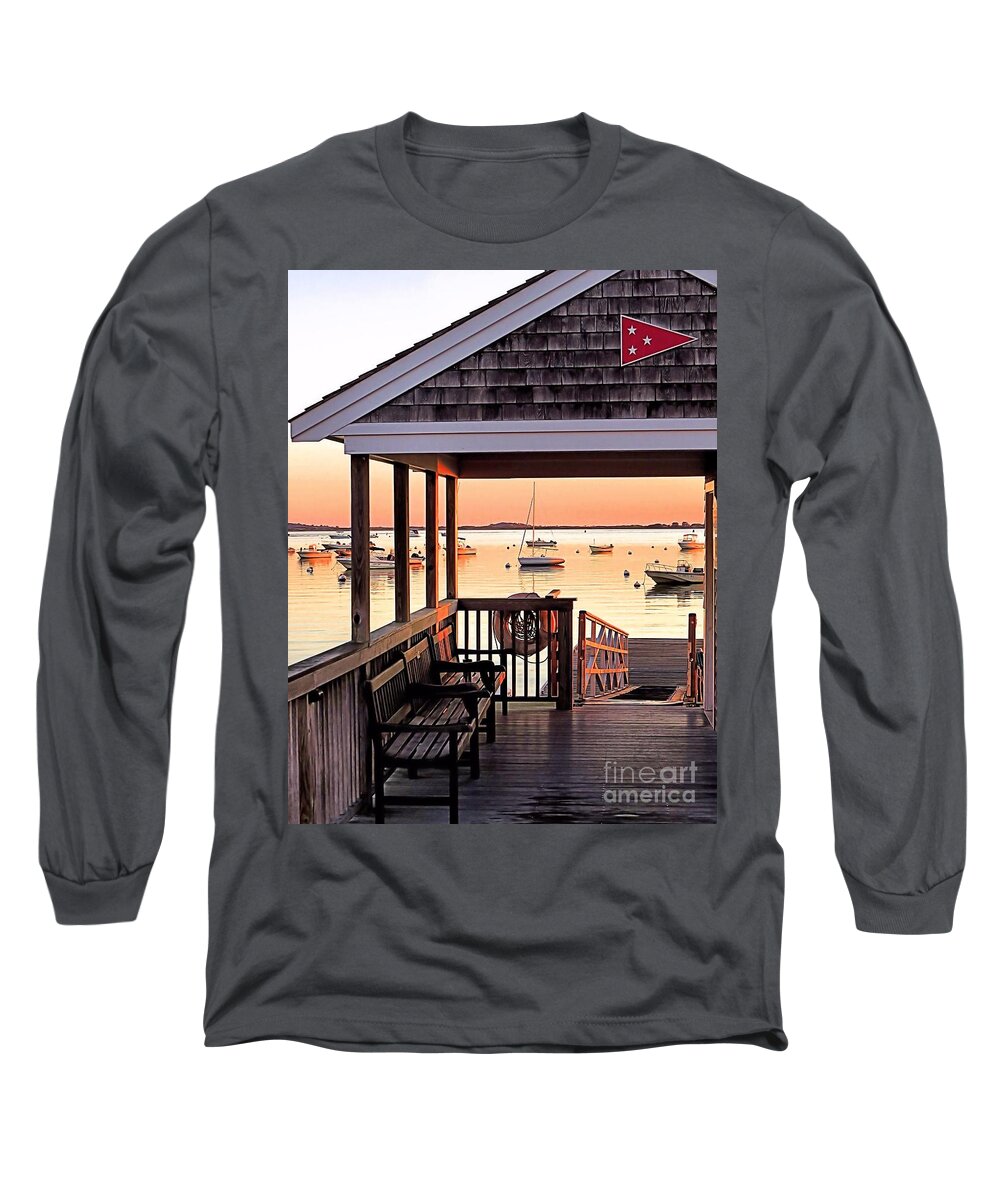 Sunrise Long Sleeve T-Shirt featuring the photograph Launch Shack Sunrise by Janice Drew