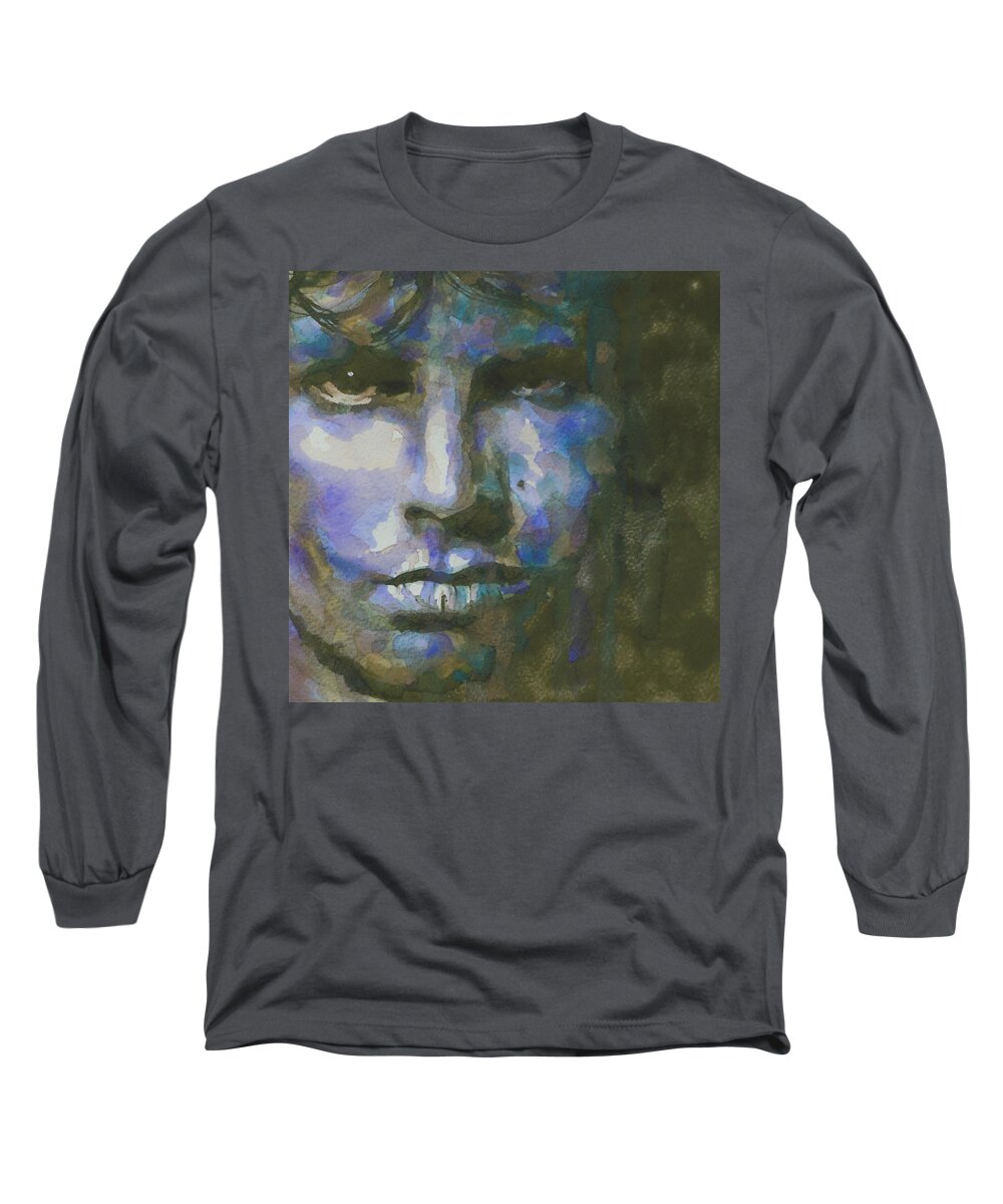 Jim Morrison Long Sleeve T-Shirt featuring the painting Light My Fire by Paul Lovering