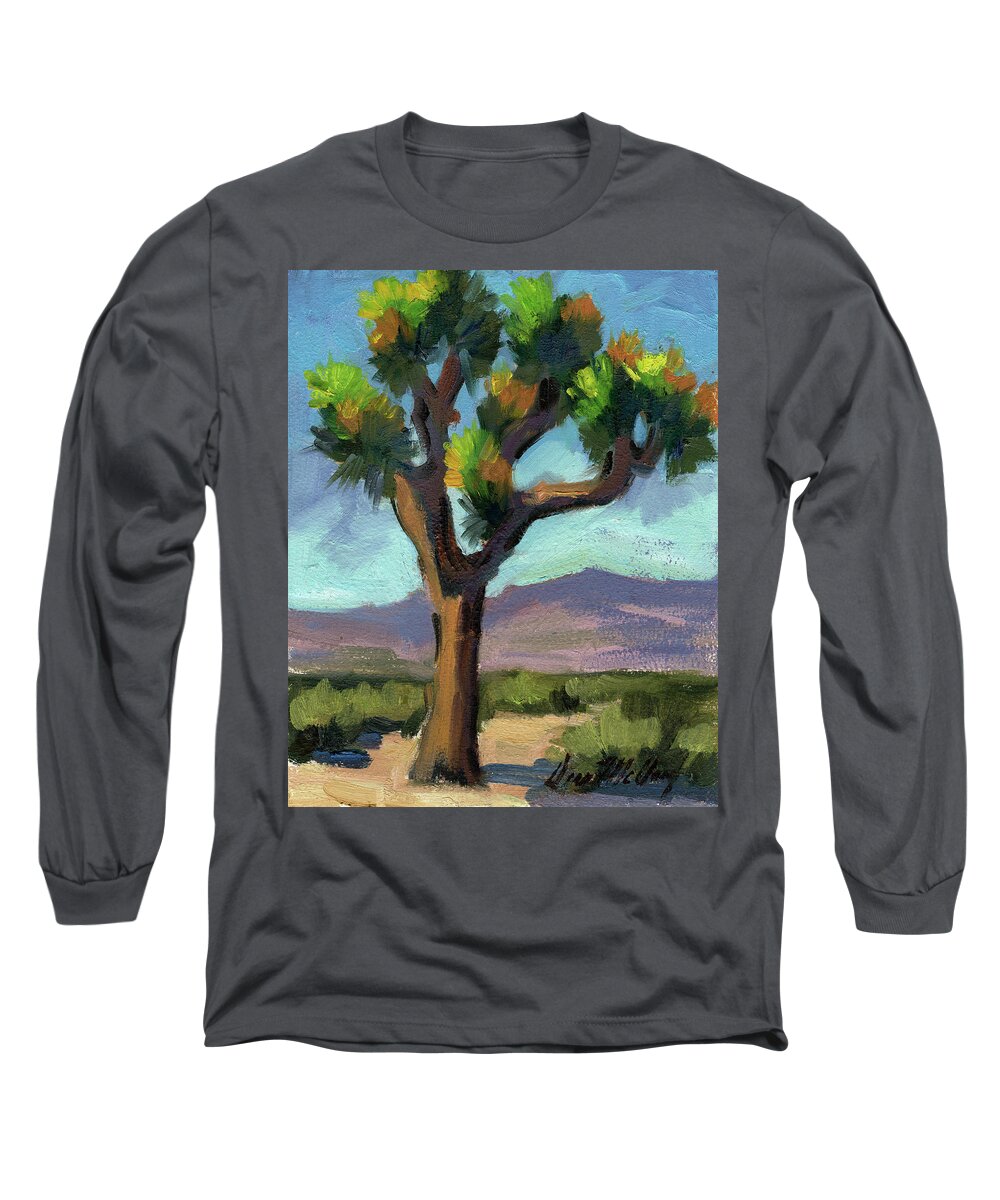 Lone Joshua Tree Long Sleeve T-Shirt featuring the painting Lone Joshua Tree by Diane McClary