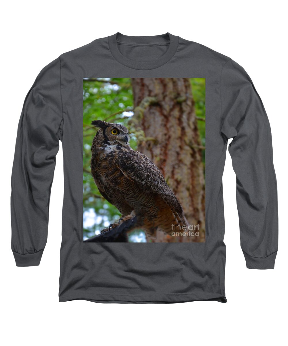 Owl Long Sleeve T-Shirt featuring the photograph Lookout by Frank Larkin