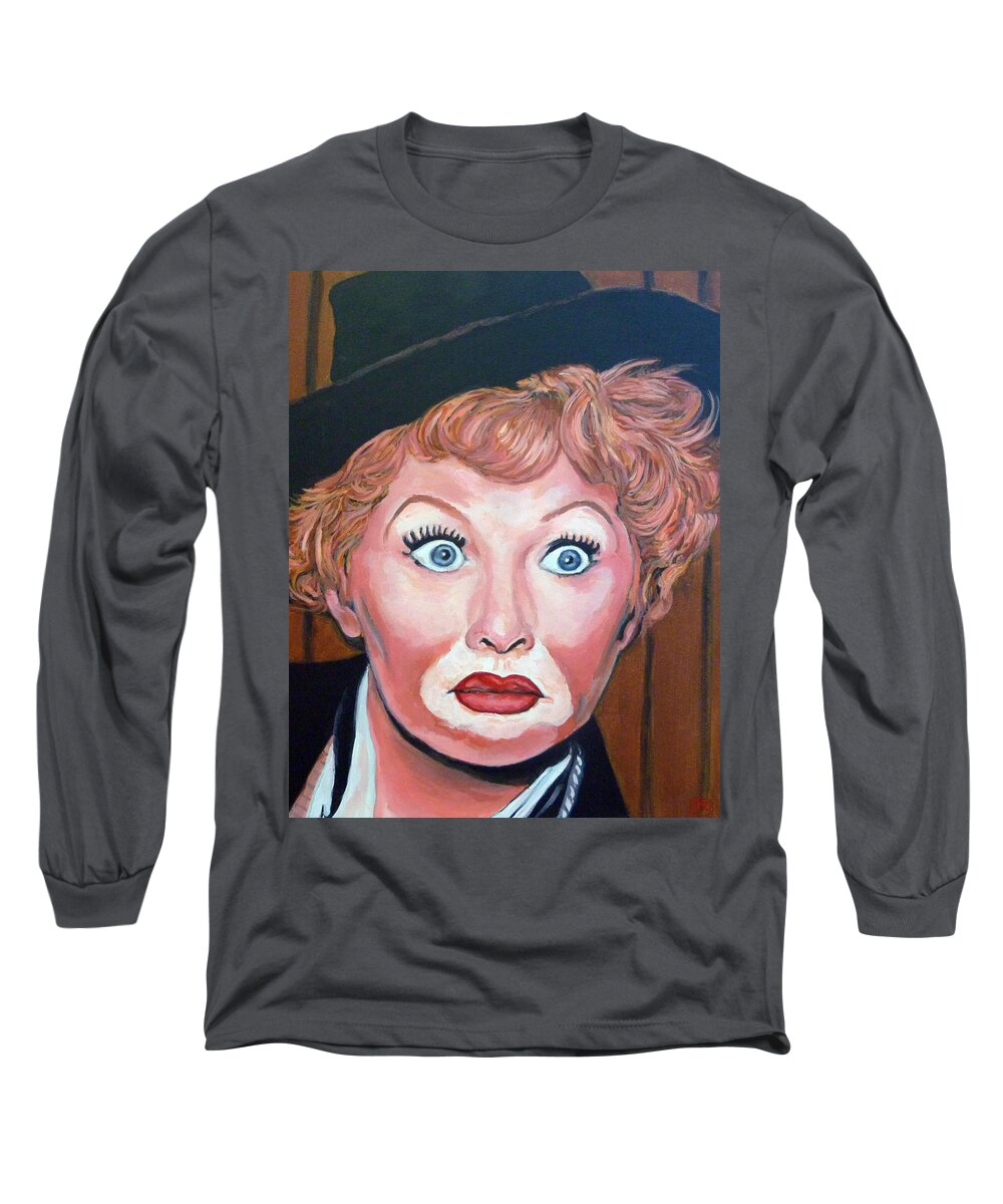 Lucy Long Sleeve T-Shirt featuring the painting Lucille Ball by Tom Roderick