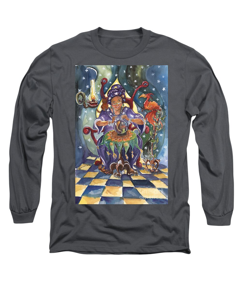 Fortune Teller Long Sleeve T-Shirt featuring the painting Madame Fortune Teller by Cori Caputo