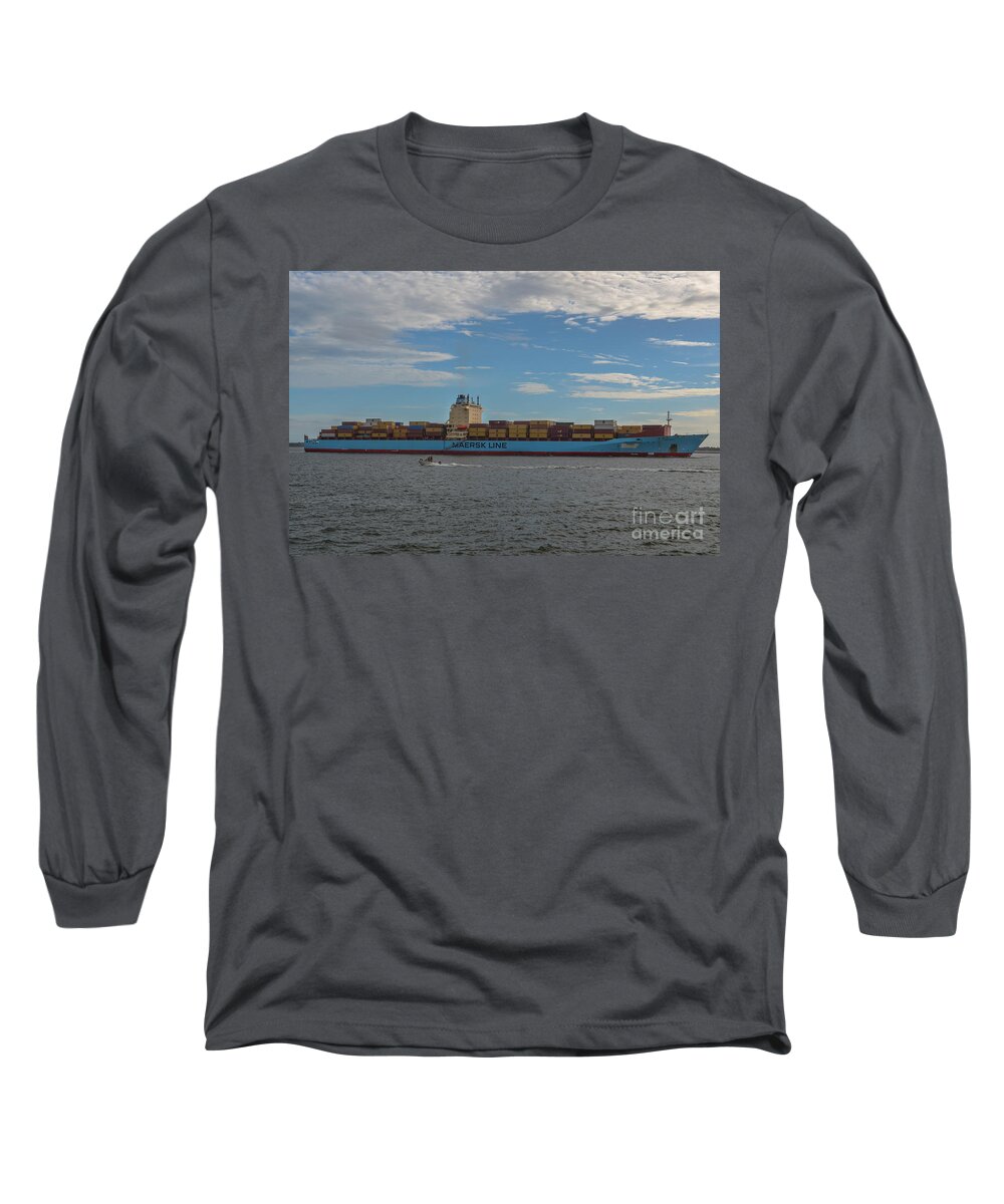 Ship Long Sleeve T-Shirt featuring the photograph Ocean Going Freighter by Dale Powell