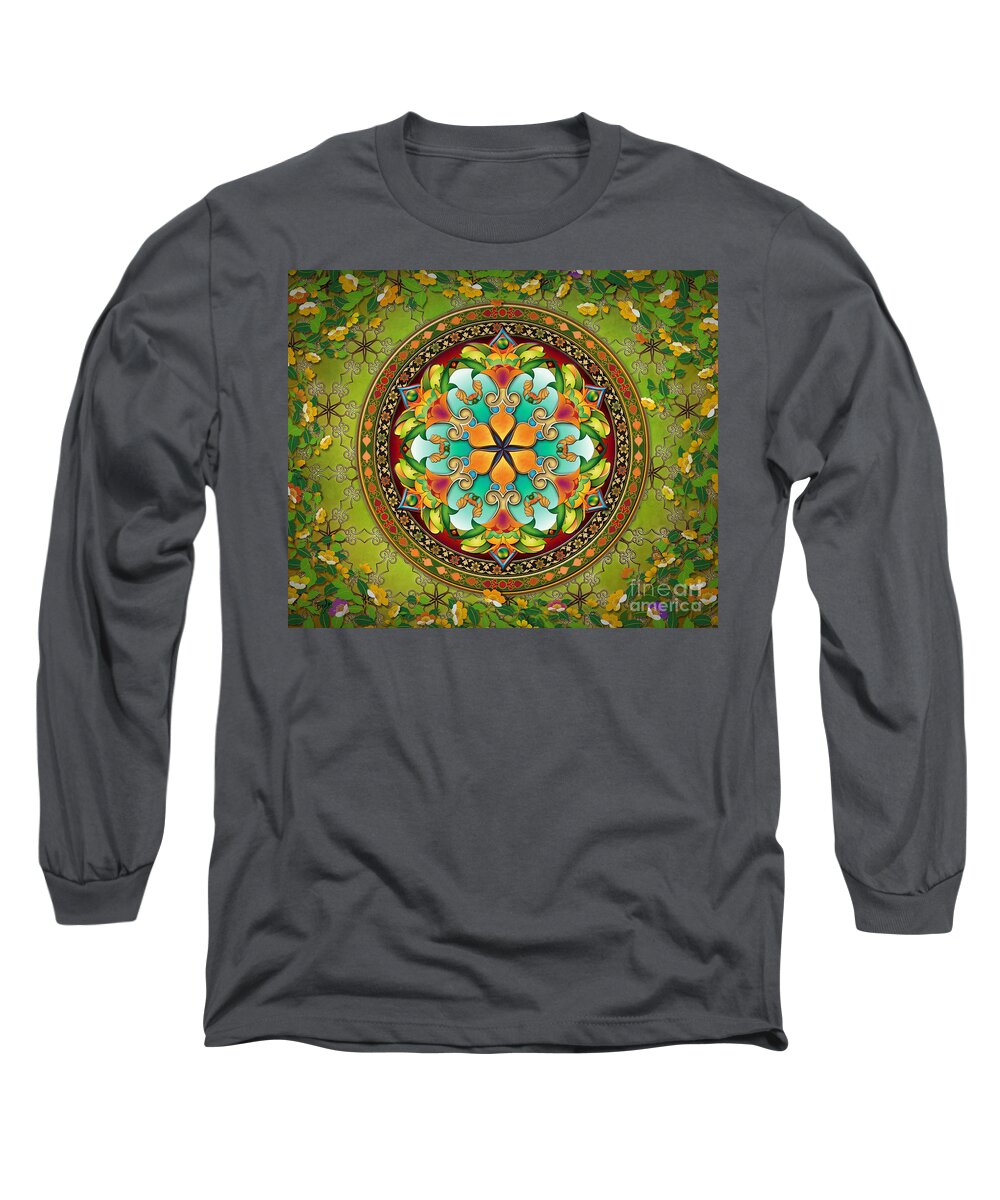 Mandala Long Sleeve T-Shirt featuring the painting Mandala Evergreen sp by Peter Awax