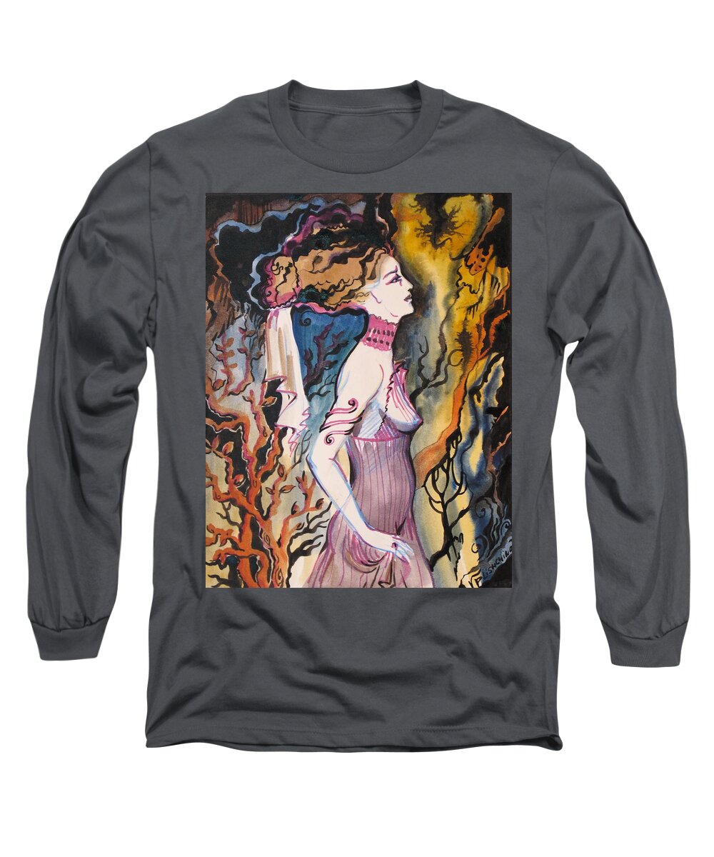 Woman Long Sleeve T-Shirt featuring the painting Many centuries ago by Valentina Plishchina