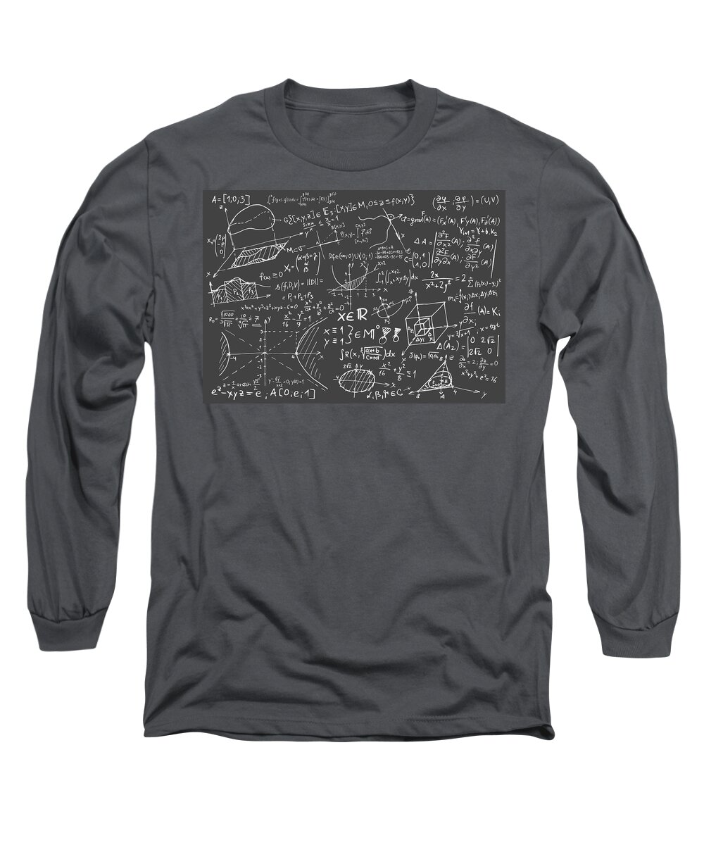 Blackboard Long Sleeve T-Shirt featuring the digital art Maths blackboard by Gina Dsgn